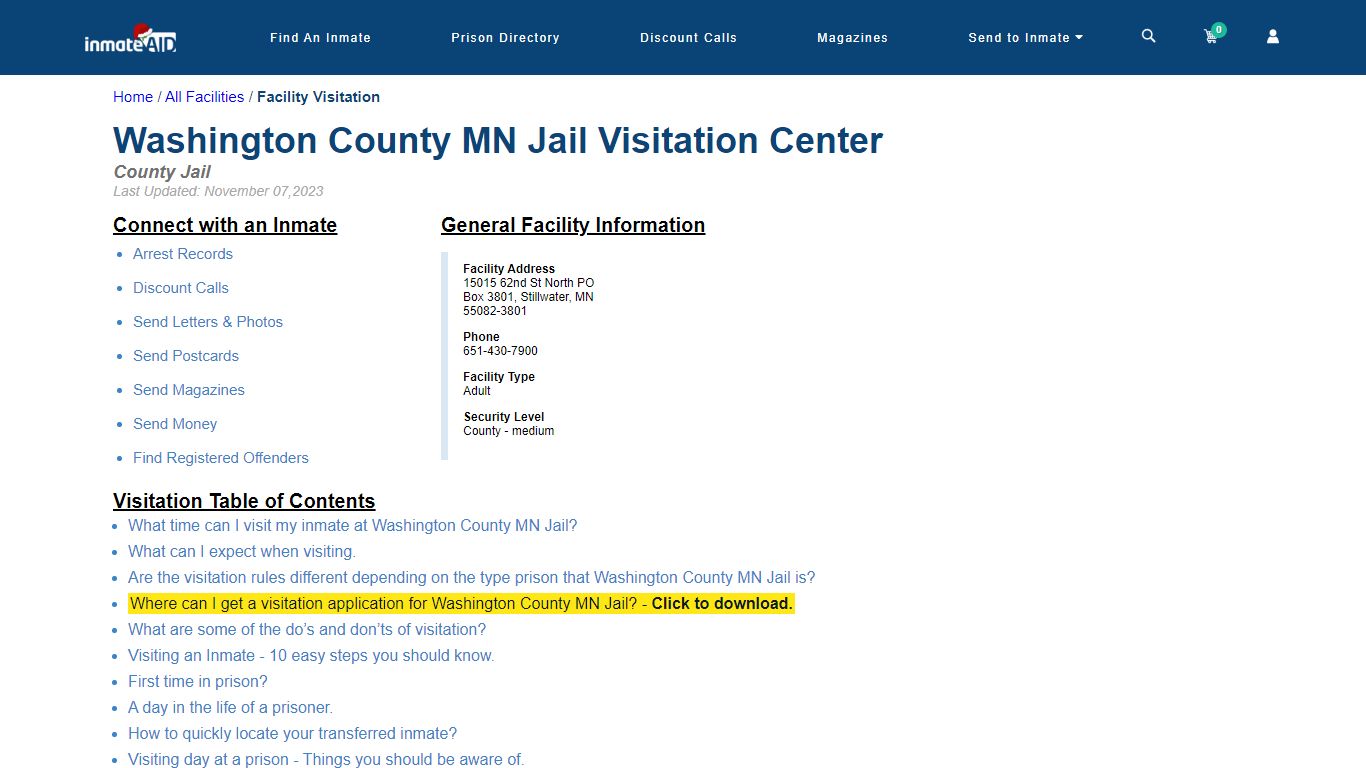 Washington County MN Jail | Visitation, dress code & visiting hours